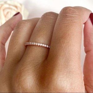 18K Rose Gold Diamond Half Eternity Band, cute Ring, shiny Ring.